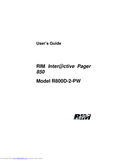 RIM Inter@ctive Pager 850 User Manual