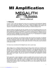 MI Amplification Megalith Gamma Owner's Manual