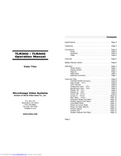 MicroImage Video Systems TLR400 Operation Manuals