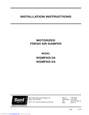 Bard WGMFAD-5A Installation Instructions Manual