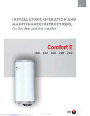 ACV Comfort E 210 Installation, Operation And Maintenance Instructions, For The User And The Installer