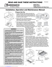 Greenheck SP-A Installation, Operation And Maintenance Manual