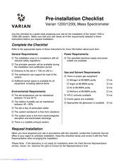 Varian 1200 GC/MS Pre-Installation Instructions