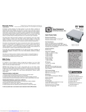 Teletronics International TT 900 Quick Product Manual