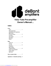 deBont Vidur Owner's Manual