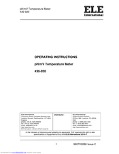 ELE 430-020 Operating Instructions Manual
