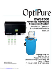 OptiPure BWS1500 Installation, Operation & Maintenance Manual