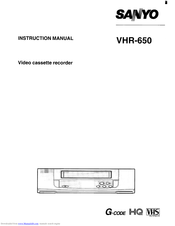 Sanyo VHR-650 Instruction Manual