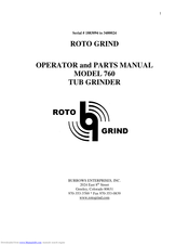 Burrows Enterprises ROTO GRIND 760 Operator And Parts Manual