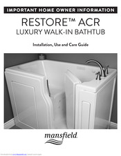 Mansfield Plumbing Restore ACR 8090 Installation, Use And Care Manual