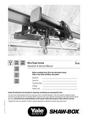 Yale SHAW-BOX Operation & Service Manual