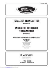 Water Specialties TR16 Operation And Maintenance Manual