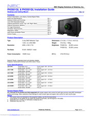 NEC PH3501QL Installation Manual