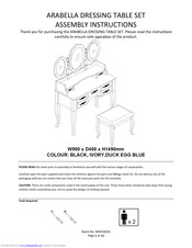 GFW ARABELLA DRESSING TABLE SET Assembly Instructions Manual