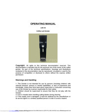 Coffee Laboratory LSG 33 Operating Manual