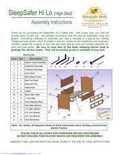 SleepSafe Beds SleepSafer Hi Lo Assembly Instructions Manual