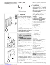 Bpt YVL200 UK Instructions For Use And Installation