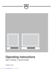 V-ZUG GK27TIYSZ Operating Instructions Manual