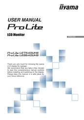 Iiyama ProLite LE8640UHS User Manual