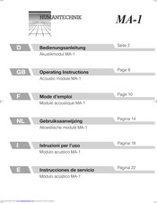 HumanTechnik MA-1 Operating Instructions Manual