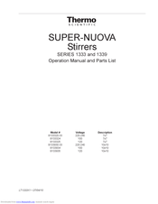 Thermo Scientific Super-Nuova S133320-33 Operation Manual And Parts List