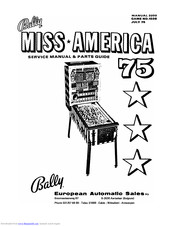 Bally MISS AMERICA Service Manual And Parts List