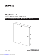 Siemens PAD-4 Installation, Operation And Maintenance Manual