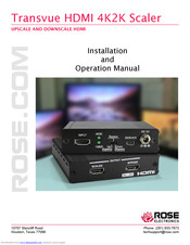Rose electronics CNV-UHD-HD/SC Installation And Operation Manual