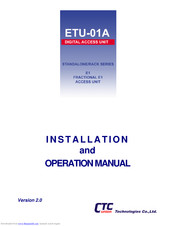 CTC Union ETU-01A Installation And Operation Manual