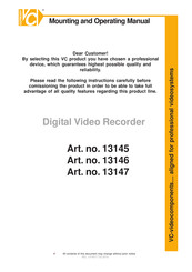 VC Videocomponents 13145 Mounting And Operating Manual