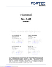 Advantech ROM-3420WD-MDA1E User Manual