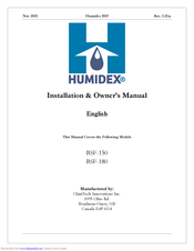 Humidex BSF-180 Installation & Owner's Manual