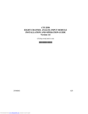 Control Technology CTI 2558 Installation And Operation Manual