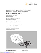 Sartorius YDP12IS-0CEUV Installation Instructions Manual
