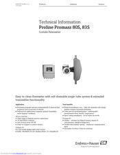 Endress+Hauser Proline Promass 80S Technical Information