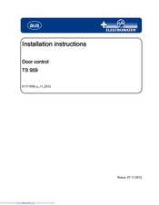 Elektromaten TS 959 Installation Instructions Manual
