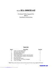 Hamilton HA-1000 Installation Instructions Manual