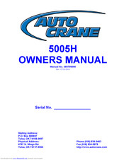 Auto Crane 5005H SERIES Owner's Manual