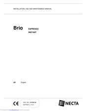 Necta Brio Espresso Installation, Use And Maintenance Manual