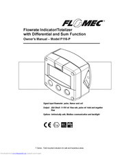 Flomec F116-P Owner's Manual