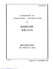 Aircraft Radio Corporation SCR-274-N Operating Instructions Manual