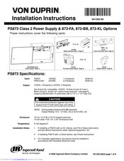 Von duprin PS873 Installation Instructions Manual