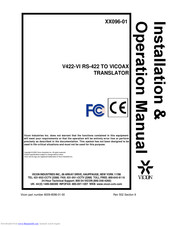 Vicon V422-VI Installation & Operation Manual