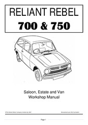 Reliant Rebel 700 1967 Workshop Manual