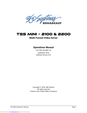 360 Systems TSS MINI 2100 Operation Manual