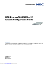NEC Express5800/R110g-1E System Configuration Manual