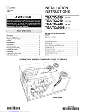 ALLIED COMMERCIAL TGA240 Installation Instructions Manual