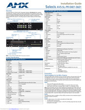Amx Solecis AVS-SL-PR-0401-060 Installation Manual
