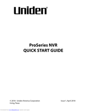 Uniden PRO800N2-4K Quick Start Manual