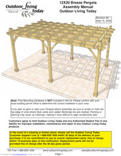 Outdoor living today 12X20 Breeze Pergola Assembly Manual